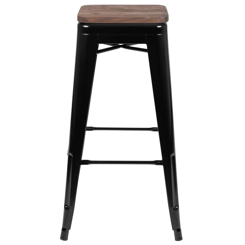 Set of 4 Modern Industrial Metal Stools  in Black - Flash Furniture
