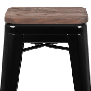 Set of 4 Modern Industrial Metal Stools  in Black - Flash Furniture