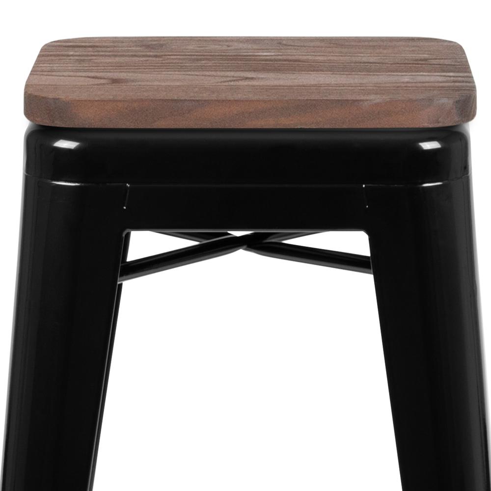 Set of 4 Modern Industrial Metal Stools  in Black - Flash Furniture
