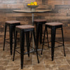 Set of 4 Modern Industrial Metal Stools  in Black - Flash Furniture