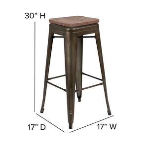 Set of 4 Modern Industrial Metal Stools  in Gun Metal Gray - Flash Furniture