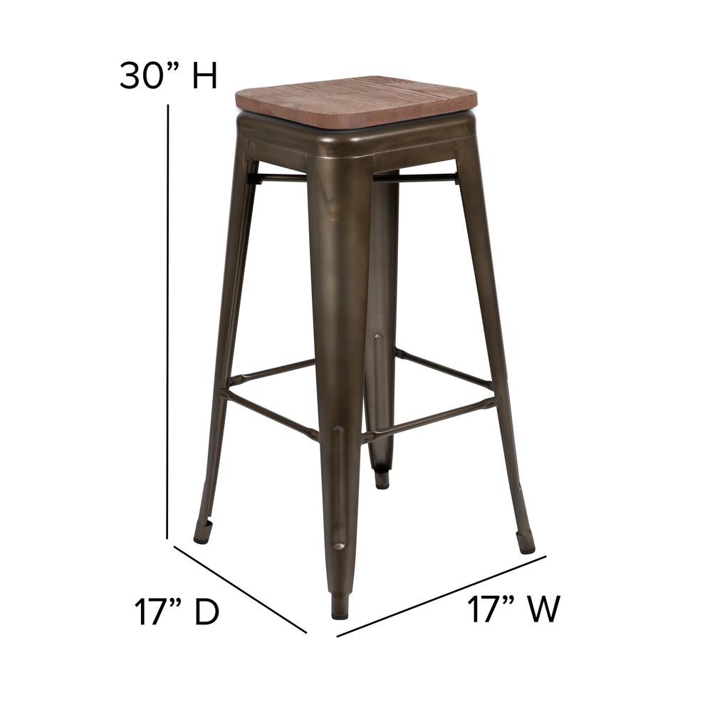 Set of 4 Modern Industrial Metal Stools  in Gun Metal Gray - Flash Furniture