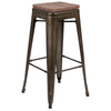 Set of 4 Modern Industrial Metal Stools  in Gun Metal Gray - Flash Furniture