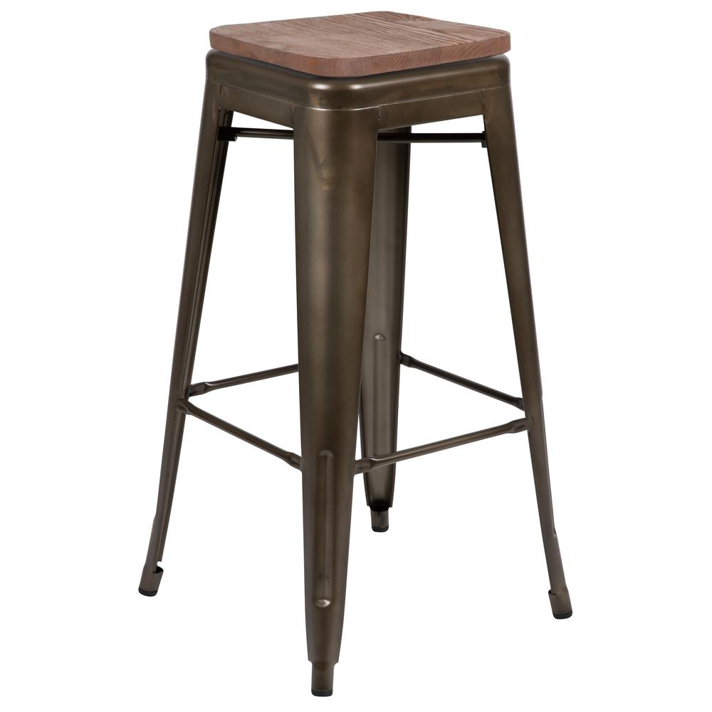 Set of 4 Modern Industrial Metal Stools  in Gun Metal Gray - Flash Furniture