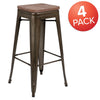 Set of 4 Modern Industrial Metal Stools  in Gun Metal Gray - Flash Furniture