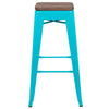 Set of 4 Modern Industrial Metal Stools  in Teal - Flash Furniture