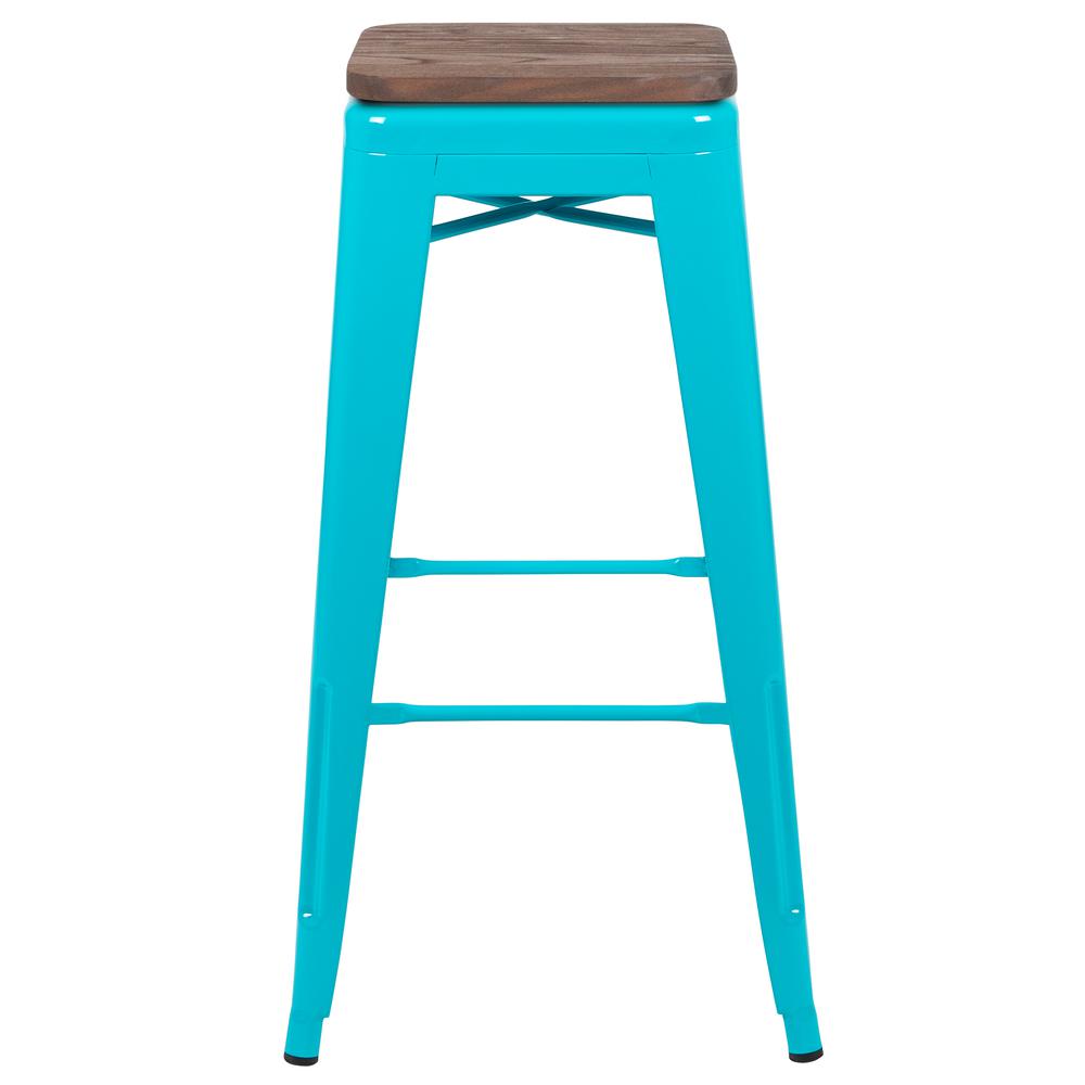 Set of 4 Modern Industrial Metal Stools  in Teal - Flash Furniture