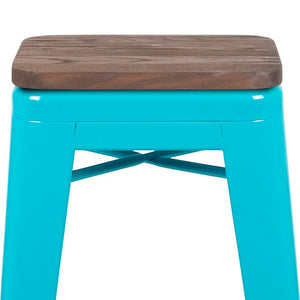 Set of 4 Modern Industrial Metal Stools  in Teal - Flash Furniture