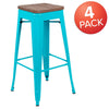 Set of 4 Modern Industrial Metal Stools  in Teal - Flash Furniture