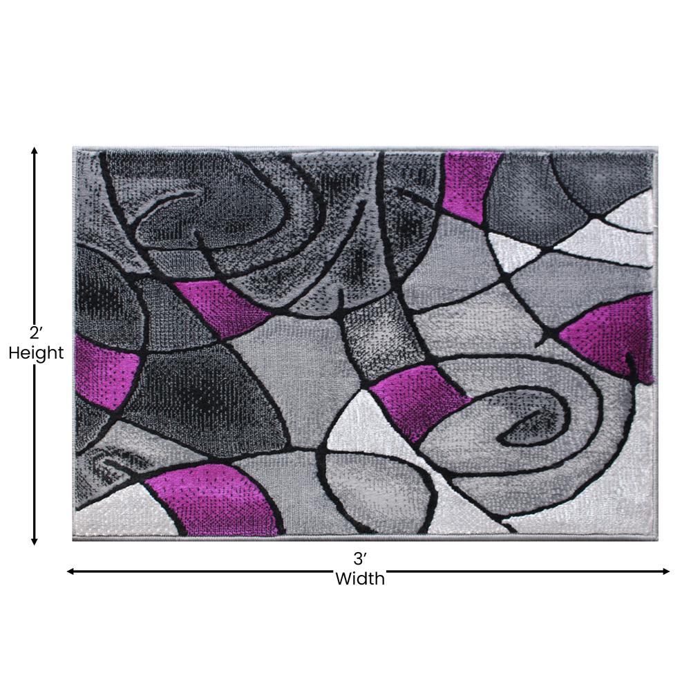 2' x 3' Purple Abstract Pattern Area Rug - Olefin Rug - Flash Furniture