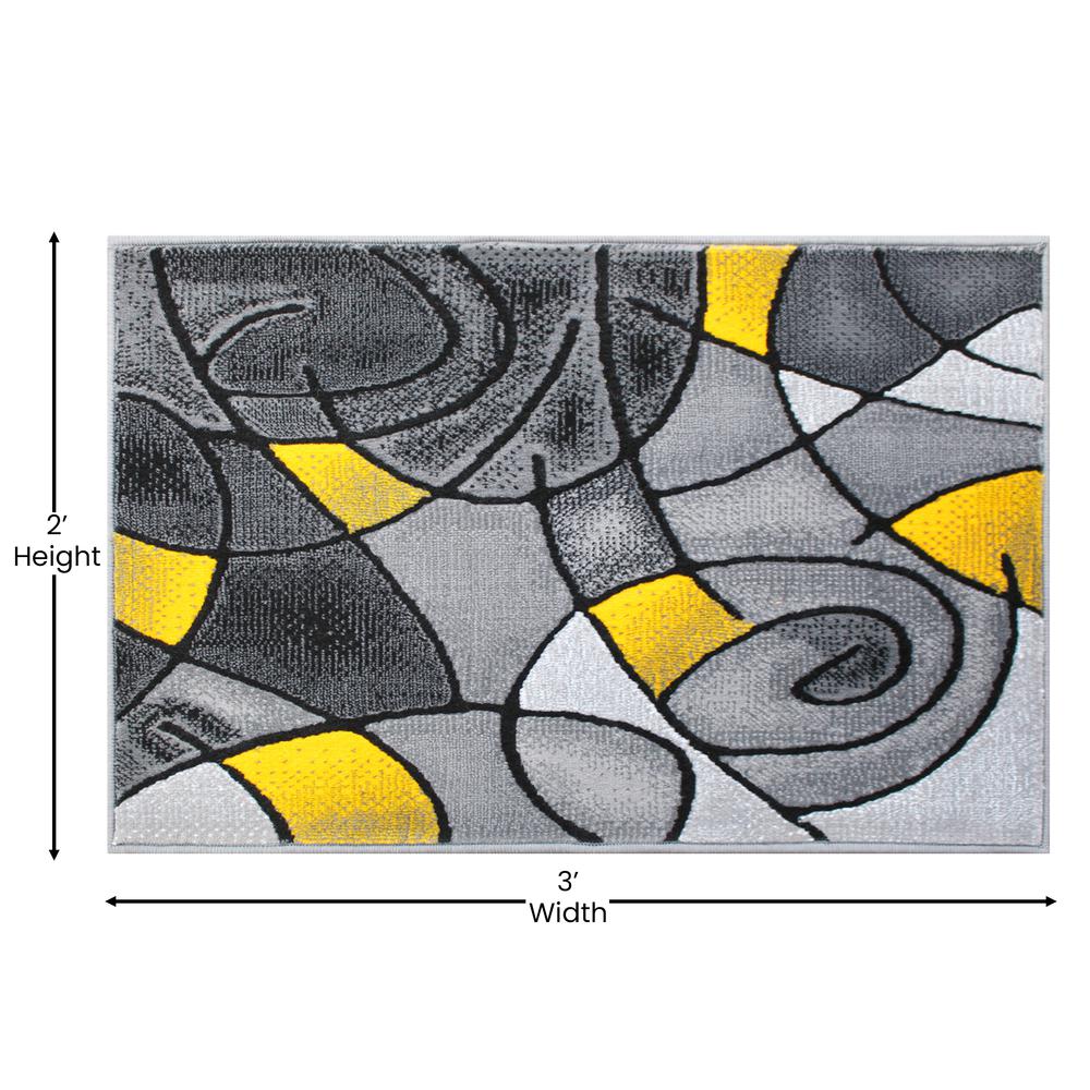 2' x 3' Yellow Abstract Pattern Area Rug - Olefin Rug - Flash Furniture