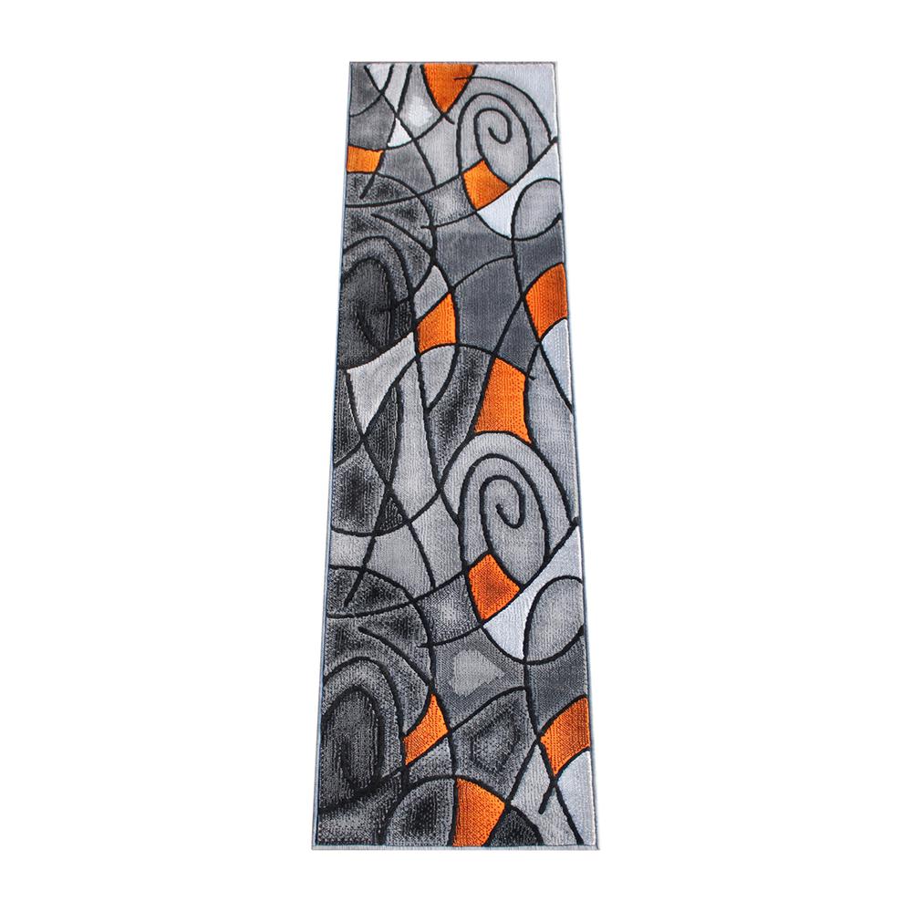 2' x 7' Orange Abstract Area Rug - Olefin Rug - Flash Furniture