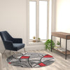 5' x 5' Round Red Abstract Area Rug - Olefin Rug - Flash Furniture