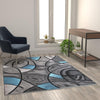 5' x 7' Blue Abstract Area Rug - Olefin Rug - Living Room, Bedroom,, Family Room - Flash Furniture