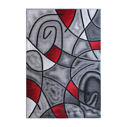 5' x 7' Red Abstract Area Rug - Olefin Rug - Living Room, Bedroom,, Family Room - Flash Furniture