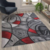 5' x 7' Red Abstract Area Rug - Olefin Rug - Living Room, Bedroom,, Family Room - Flash Furniture