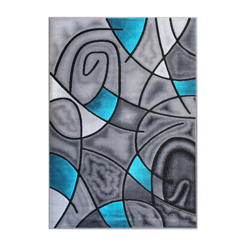5' x 7' Turquoise Abstract Area Rug - Olefin Rug - Flash Furniture