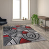 6' x 9' Red Abstract Area Rug - Olefin Rug - Living Room, Bedroom,, Family Room - Flash Furniture