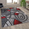 6' x 9' Red Abstract Area Rug - Olefin Rug - Living Room, Bedroom,, Family Room - Flash Furniture