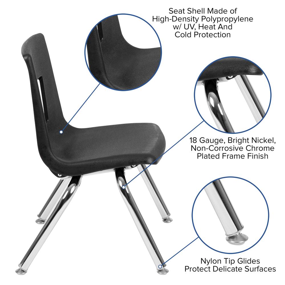 Advantage Black Student Stack School Chair - 12-inch - Flash Furniture