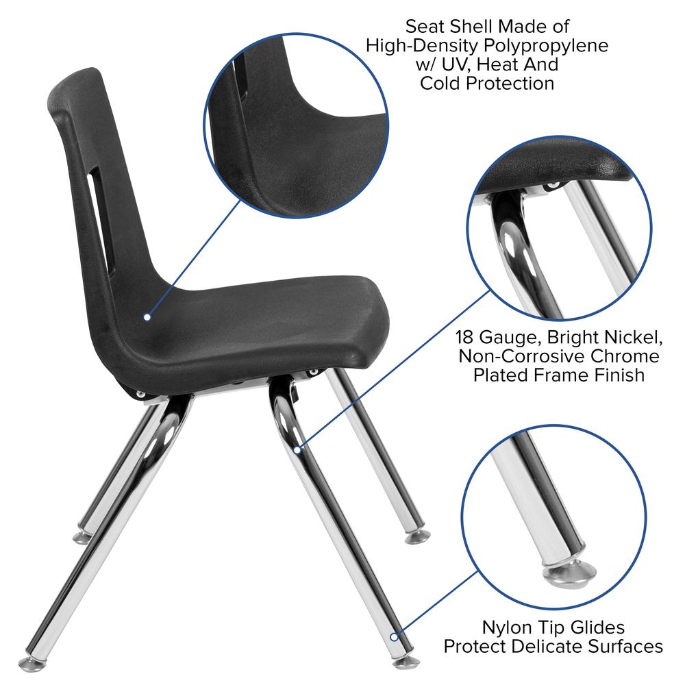 Advantage Black Student Stack School Chair - 14-inch - Flash Furniture