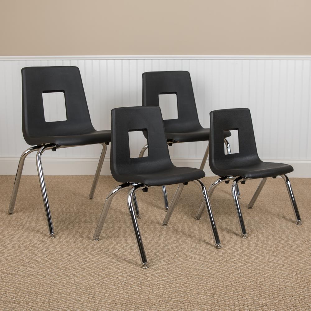 Advantage Black Student Stack School Chair - 14-inch - Flash Furniture
