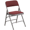 HERCULES Series Curved Triple Braced & Double Hinged Burgundy Patterned Fabric Metal Folding Chair - Flash Furniture