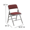HERCULES Series Curved Triple Braced & Double Hinged Burgundy Patterned Fabric Metal Folding Chair - Flash Furniture