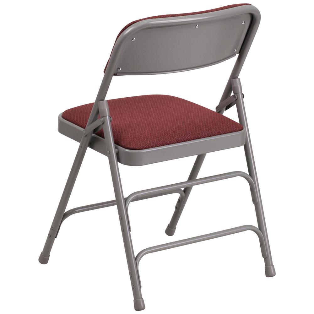 HERCULES Series Curved Triple Braced & Double Hinged Burgundy Patterned Fabric Metal Folding Chair - Flash Furniture