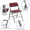 HERCULES Series Curved Triple Braced & Double Hinged Burgundy Patterned Fabric Metal Folding Chair - Flash Furniture