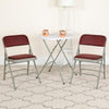 HERCULES Series Curved Triple Braced & Double Hinged Burgundy Patterned Fabric Metal Folding Chair - Flash Furniture