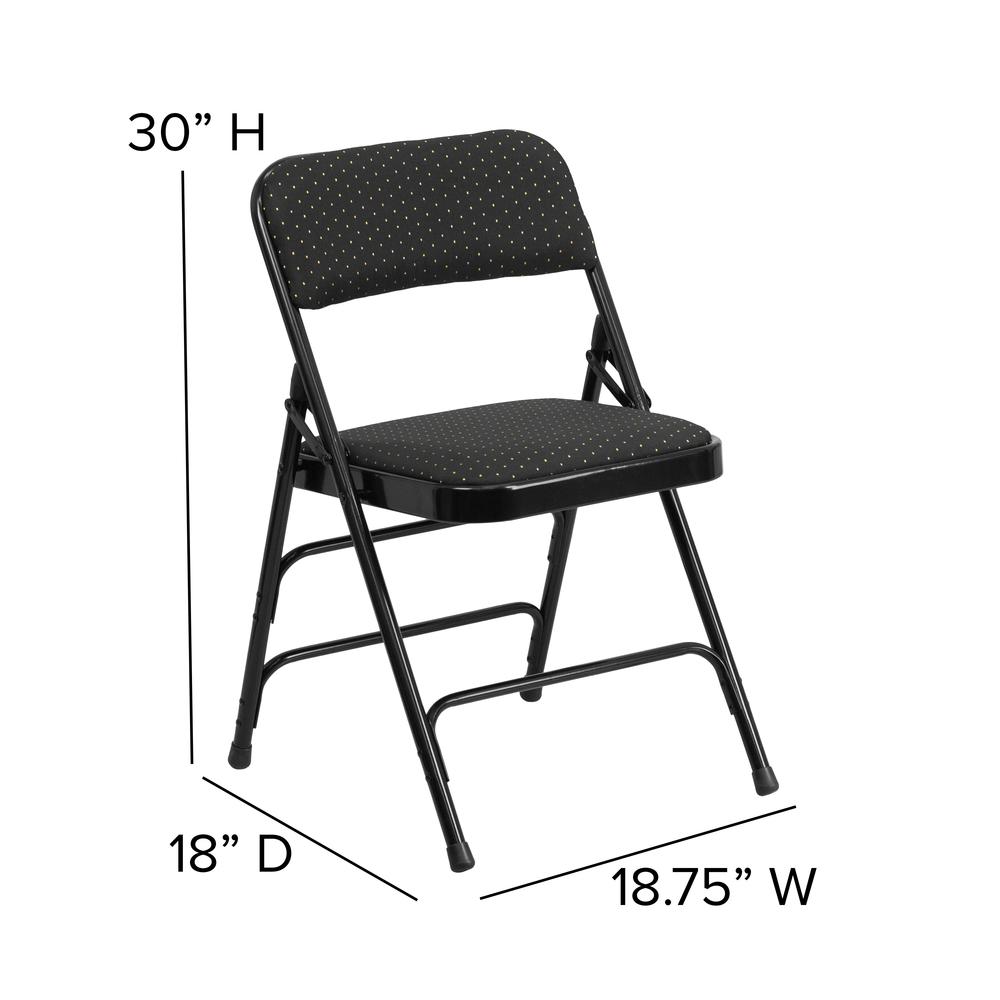 HERCULES Series Curved Triple Braced & Double Hinged Black Patterned Fabric Metal Folding Chair - Flash Furniture