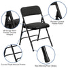HERCULES Series Curved Triple Braced & Double Hinged Black Patterned Fabric Metal Folding Chair - Flash Furniture