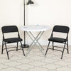 HERCULES Series Curved Triple Braced & Double Hinged Black Patterned Fabric Metal Folding Chair - Flash Furniture
