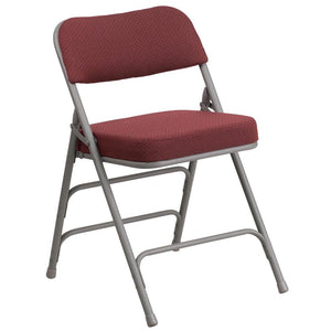 HERCULES Series Premium Curved Triple Braced & Double Hinged in Burgundy Fabric Metal Folding Chair - Flash Furniture