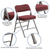 HERCULES Series Premium Curved Triple Braced & Double Hinged in Burgundy Fabric Metal Folding Chair - Flash Furniture