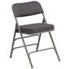 HERCULES Series Premium Curved Triple Braced & Double Hinged - Gray Fabric Metal Folding Chair - Flash Furniture