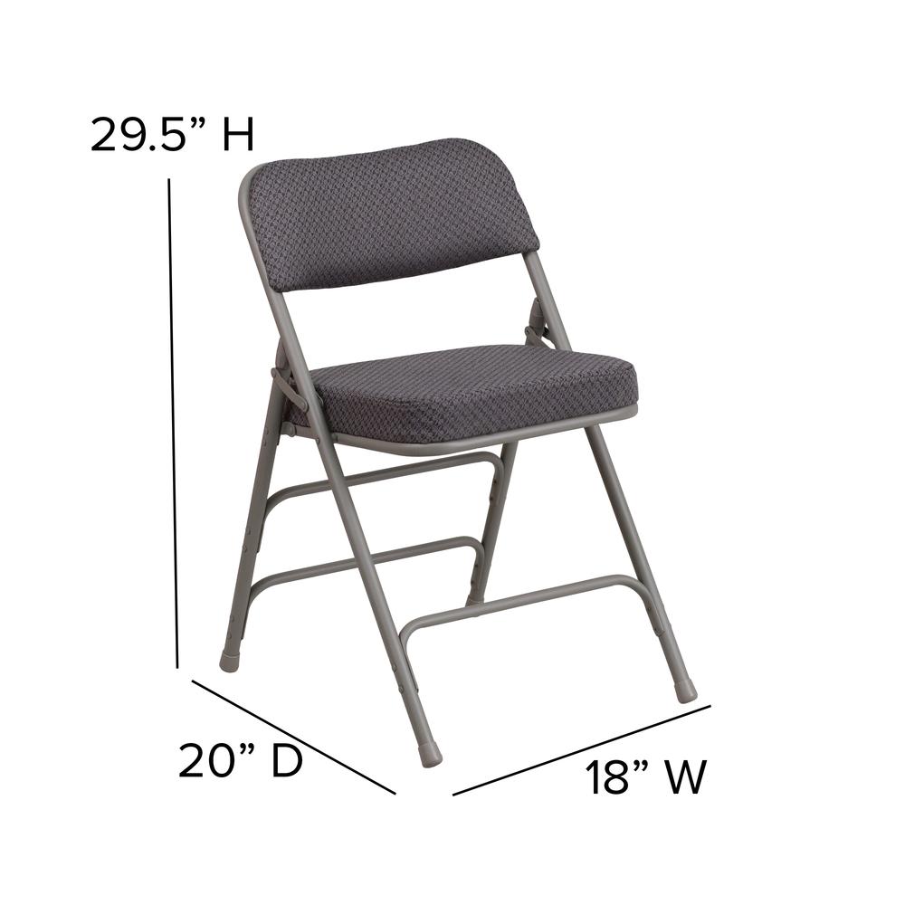 HERCULES Series Premium Curved Triple Braced & Double Hinged - Gray Fabric Metal Folding Chair - Flash Furniture