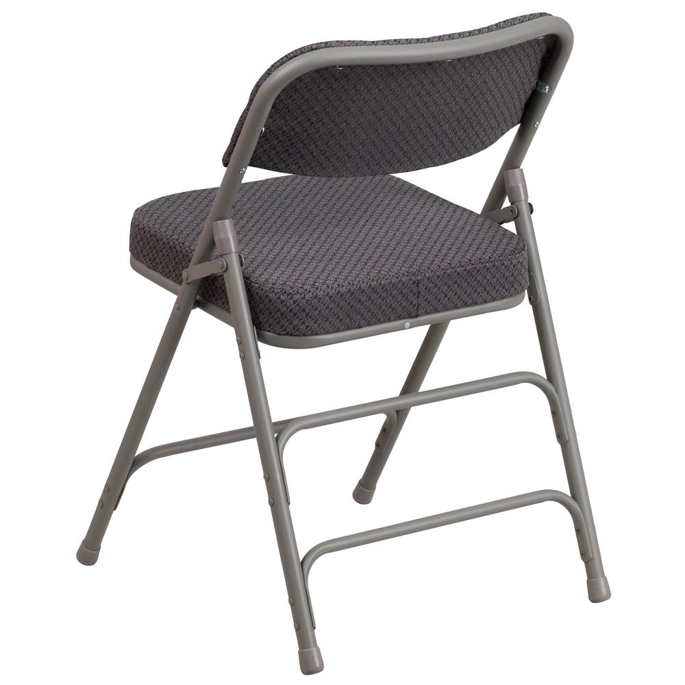 HERCULES Series Premium Curved Triple Braced & Double Hinged - Gray Fabric Metal Folding Chair - Flash Furniture