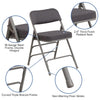 HERCULES Series Premium Curved Triple Braced & Double Hinged - Gray Fabric Metal Folding Chair - Flash Furniture