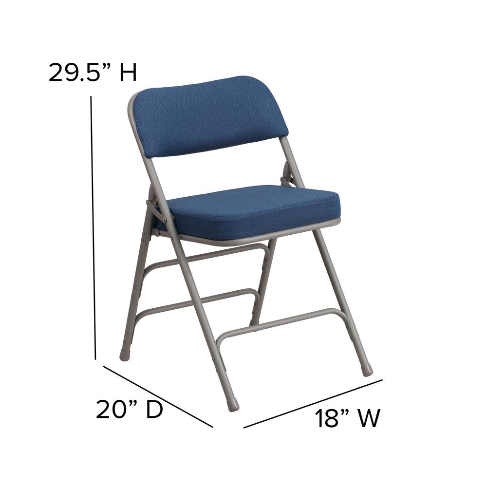 HERCULES Series Premium Curved Triple Braced & Double Hinged - Navy Fabric Metal Folding Chair - Flash Furniture