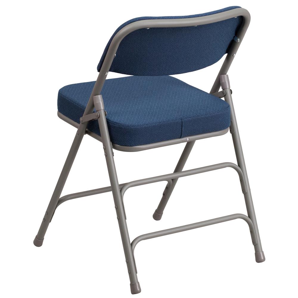 HERCULES Series Premium Curved Triple Braced & Double Hinged - Navy Fabric Metal Folding Chair - Flash Furniture