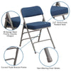 HERCULES Series Premium Curved Triple Braced & Double Hinged - Navy Fabric Metal Folding Chair - Flash Furniture