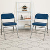 HERCULES Series Premium Curved Triple Braced & Double Hinged - Navy Fabric Metal Folding Chair - Flash Furniture