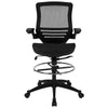 Mid-Back Transparent Black Mesh Drafting Chair with Black Frame and Flip-Up Arms - Flash Furniture