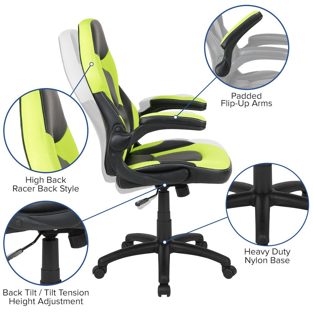 Black Gaming Desk and Green/Black Racing Chair Set - Flash Furniture