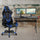 Black Gaming Desk and Blue/Black Reclining Gaming Chair Set - Flash Furniture