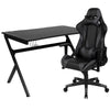 Black Gaming Desk and Gray/Black Reclining Gaming Chair Set - Flash Furniture