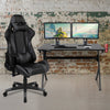 Black Gaming Desk and Gray/Black Reclining Gaming Chair Set - Flash Furniture