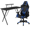 Black Gaming Desk and Blue Reclining Gaming Chair Set - Flash Furniture